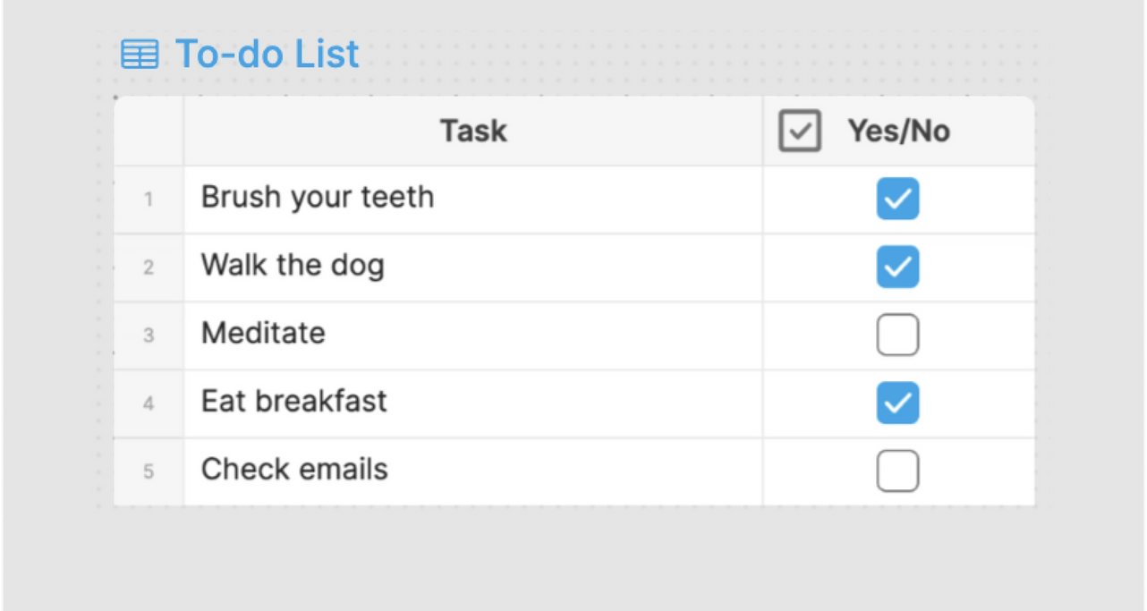 Grid with Checkboxes