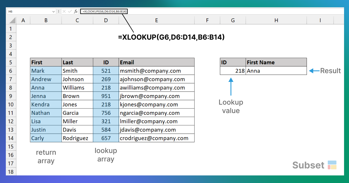 xlookup example